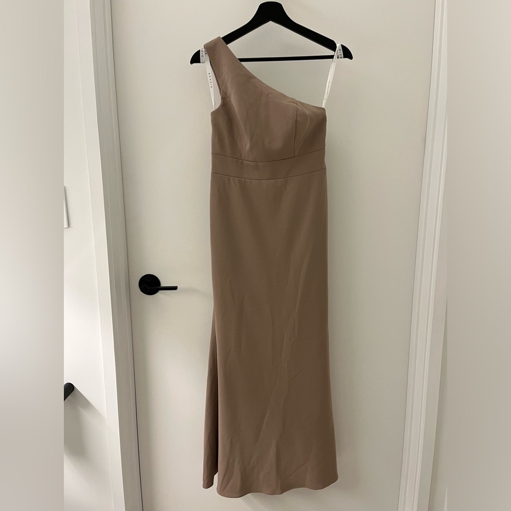 Azazie Rinna Taupe One Shoulder - Custom Size XS size 0/2 - Worn Once